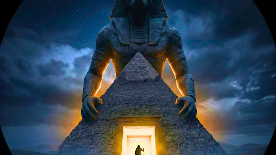 Escape This Perth CBD artwork: a pyramid in the desert at night, for the venue under Hay Street Mall